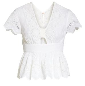 FP truly yours eyelet embroided detail top,classic, perfect condition